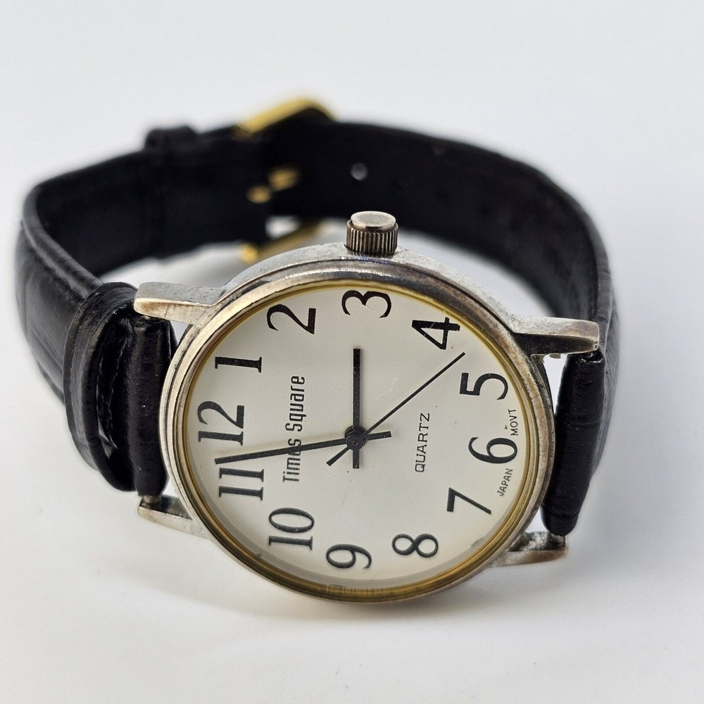 Women's Watch 32MM Gray Case White Dial Black Leather Bands New Battery - Picture 4 of 11